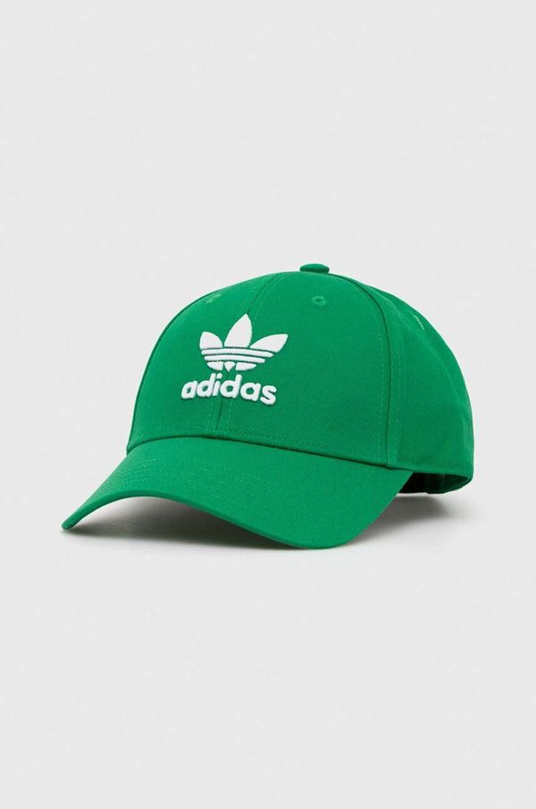 adidas Originals Bombažna bejzbolska kapa adidas Originals zelena barva