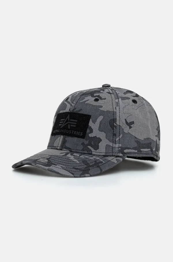 Alpha Industries Bombažna bejzbolska kapa Alpha Industries VLC Cap Camo siva barva, 168903C