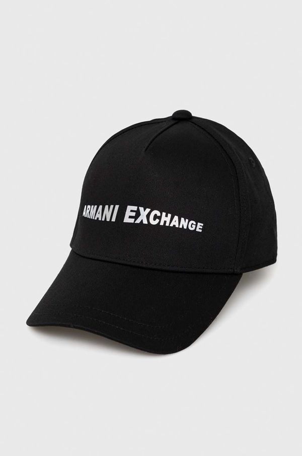 Armani Exchange Bombažna bejzbolska kapa Armani Exchange črna barva