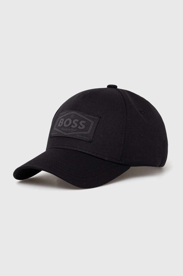 Boss Bombažna bejzbolska kapa BOSS črna barva, 50518894