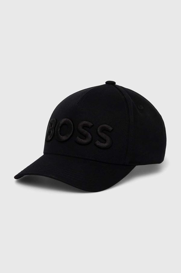 Boss Bombažna bejzbolska kapa BOSS črna barva, 50519154