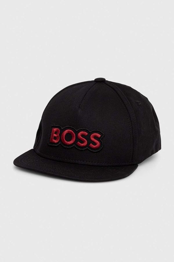 Boss Orange Bombažna bejzbolska kapa Boss Orange črna barva