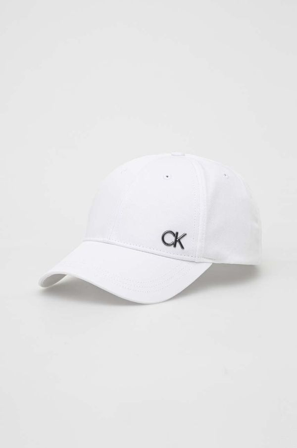Calvin Klein Bombažna bejzbolska kapa Calvin Klein bela barva