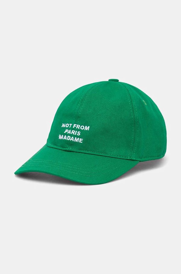 Drôle de Monsieur Bombažna bejzbolska kapa Drôle de Monsieur La Casquette Slogan zelena barva, E-CP151-CO138-GN