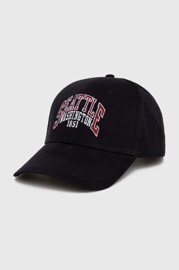 Hollister Co. Bombažna bejzbolska kapa Hollister Co. črna barva