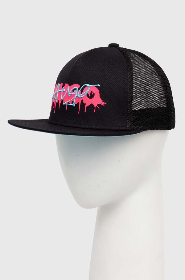 Hugo Bombažna bejzbolska kapa HUGO črna barva, 50513388