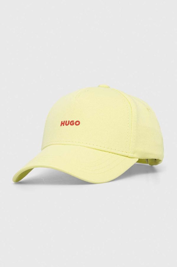 Hugo Bombažna bejzbolska kapa HUGO rumena barva