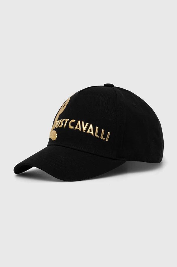 Just Cavalli Bombažna bejzbolska kapa Just Cavalli črna barva