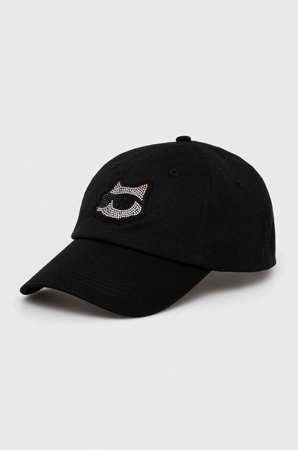 Karl Lagerfeld Bombažna bejzbolska kapa Karl Lagerfeld črna barva
