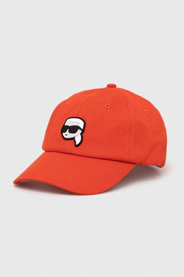 Karl Lagerfeld Bombažna bejzbolska kapa Karl Lagerfeld oranžna barva