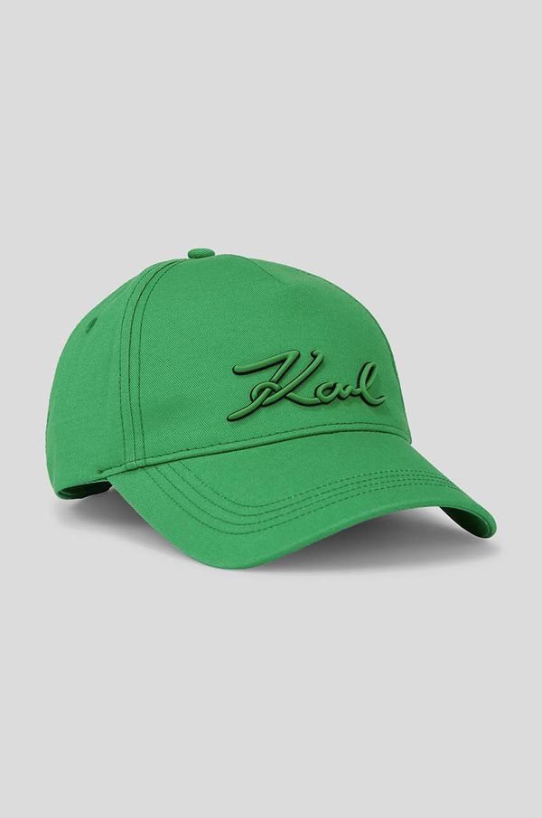 Karl Lagerfeld Bombažna bejzbolska kapa Karl Lagerfeld zelena barva