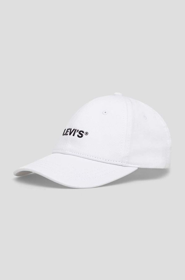 Levi's Bombažna bejzbolska kapa Levi's bela barva