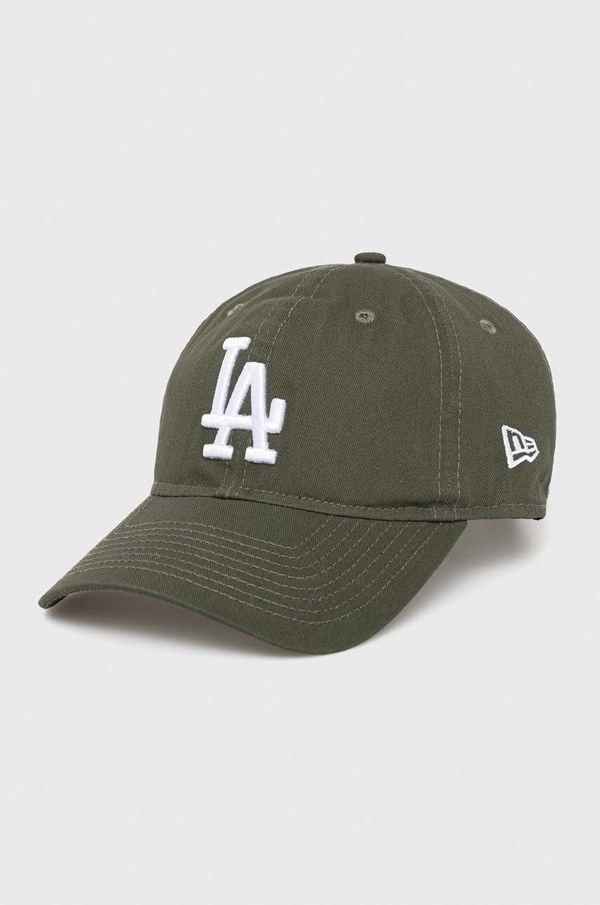 New Era Bombažna bejzbolska kapa New Era zelena barva, LOS ANGELES DODGERS