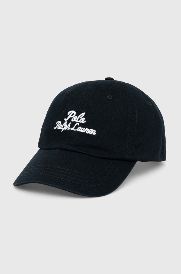 Polo Ralph Lauren Bombažna bejzbolska kapa Polo Ralph Lauren črna barva