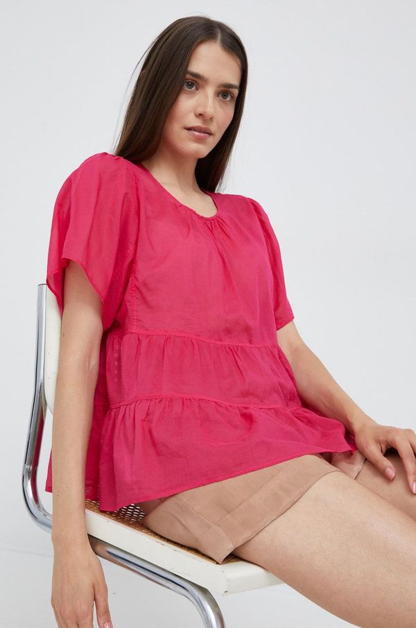 Sisley Bombažna bluza Sisley ženska, roza barva