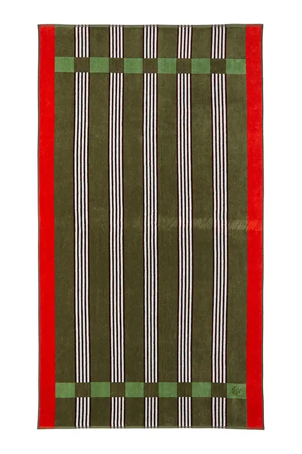 BOSS Bombažna brisača za plažo BOSS VENTO Kaki 90 x 160 cm