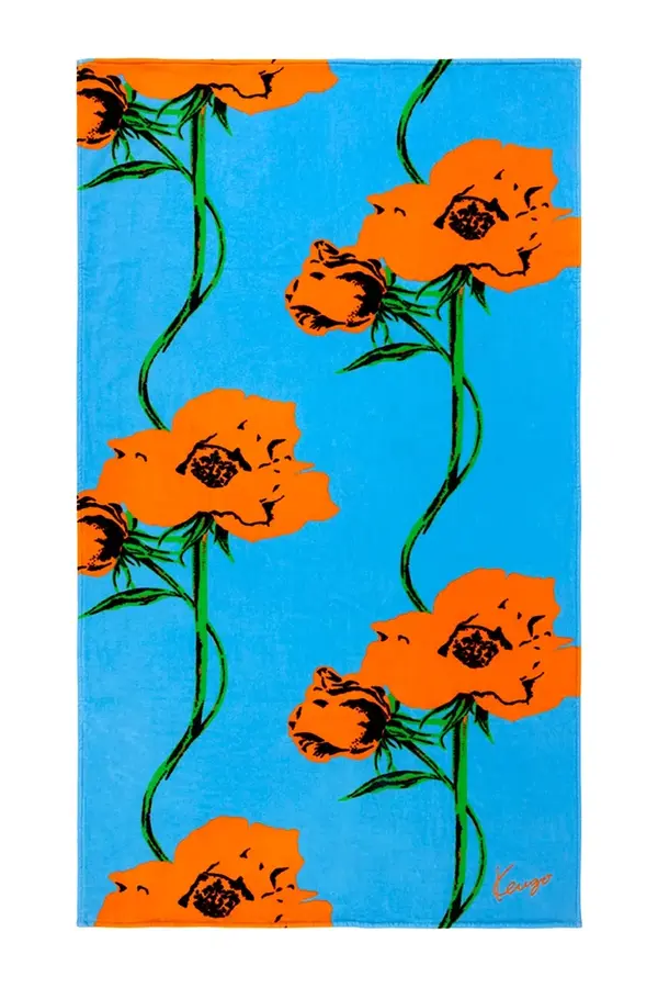 Kenzo Bombažna brisača za plažo Kenzo KPOP Turquoise 100 x 170 cm