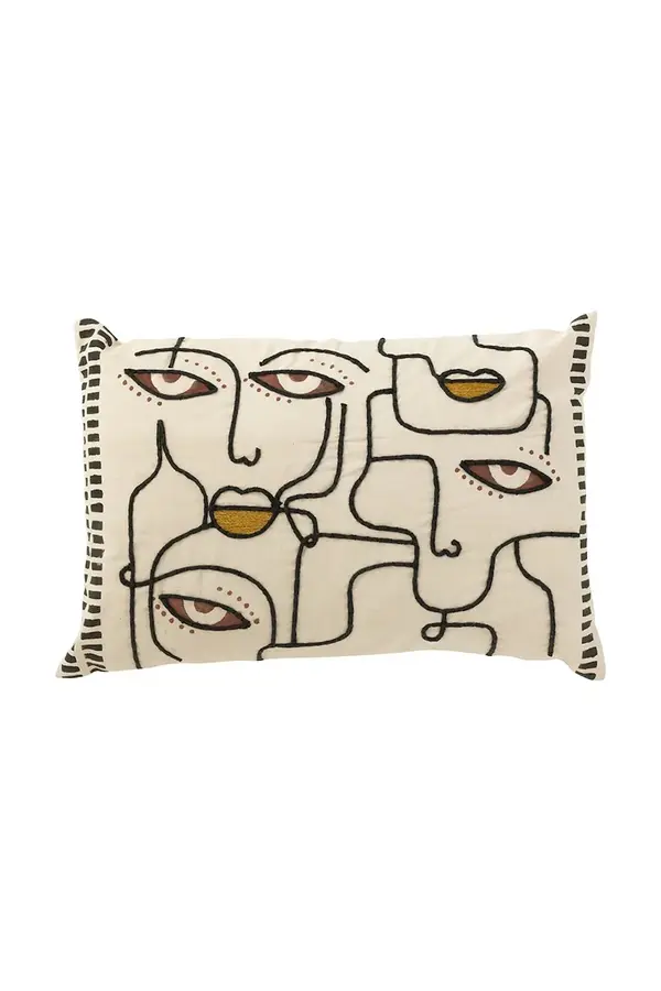 J-Line Bombažna dekorativna blazina J-Line Faces 68 x 40 cm