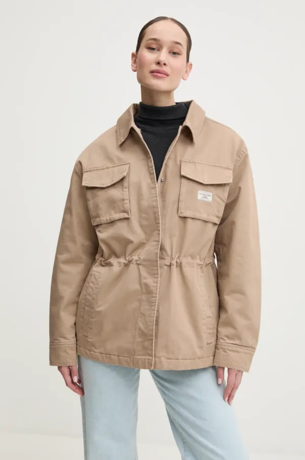 Guess Jeans Bombažna jakna Guess Jeans bež barva, W5RL40 WGYN1