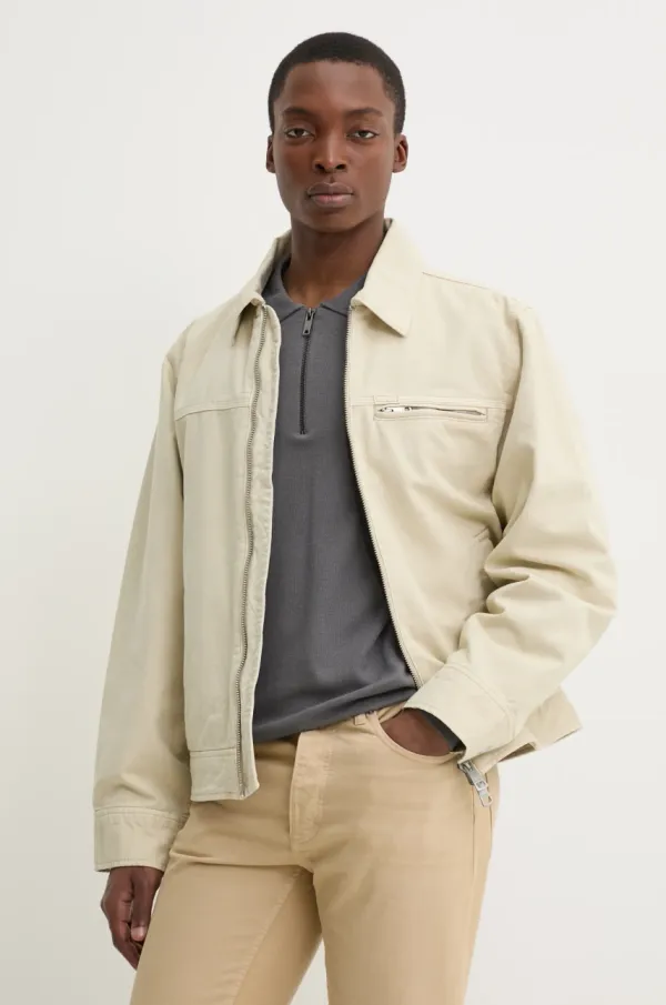 HUGO Blue Bombažna jakna Hugo Blue bež barva, 50530589