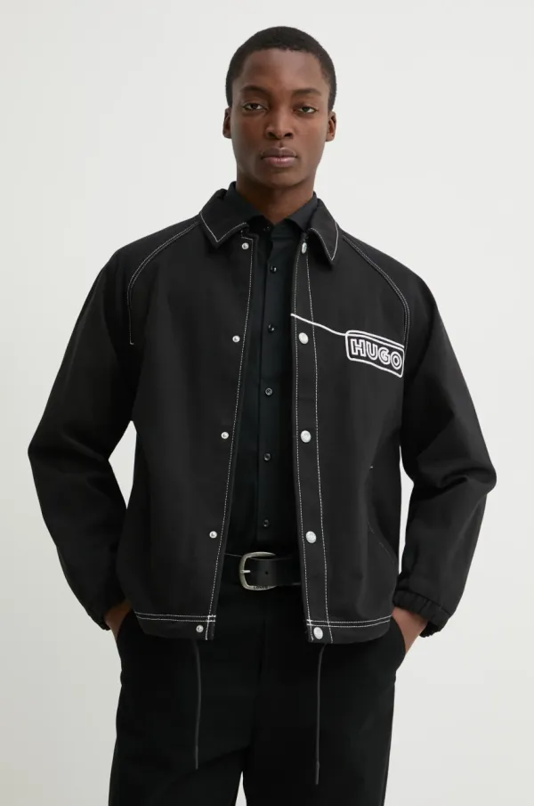 Hugo Blue Bombažna jakna Hugo Blue črna barva, 50532069