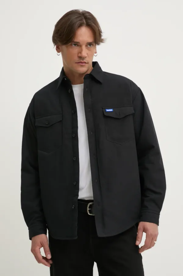 HUGO Blue Bombažna jakna Hugo Blue črna barva, 50534191