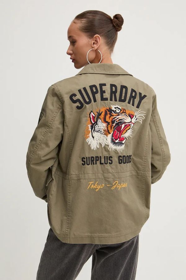 Superdry Bombažna jakna Superdry zelena barva, W5011762A-NY8