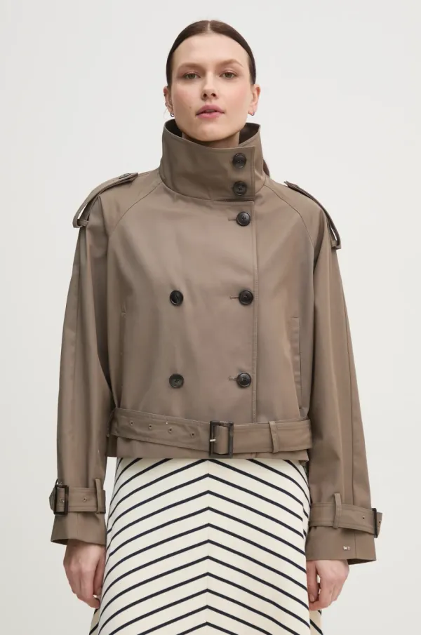 Tommy Hilfiger Bombažna jakna Tommy Hilfiger rjava barva, WW0WW43933