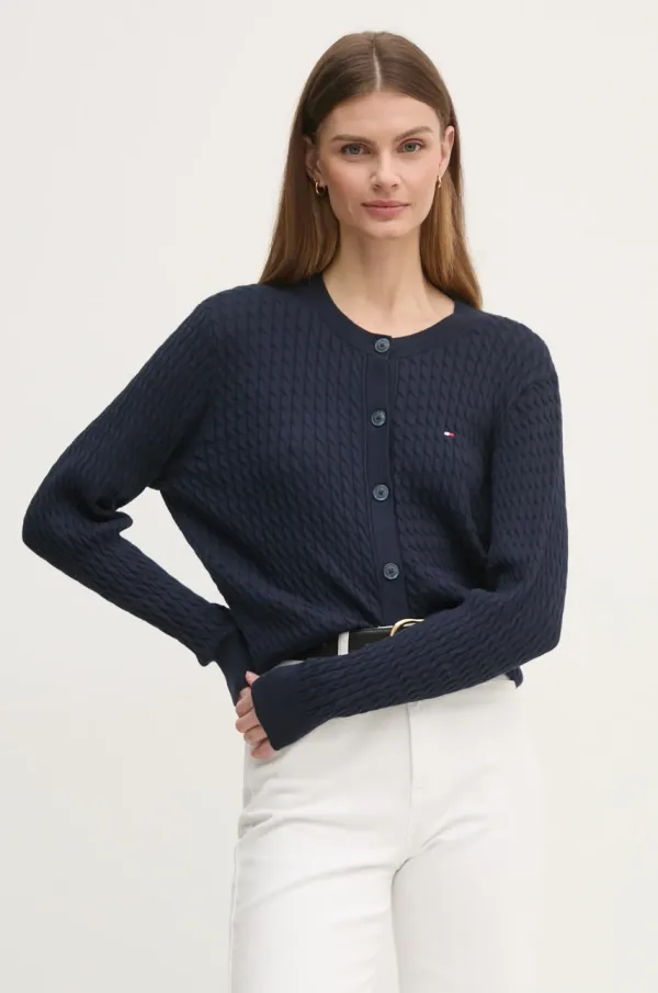 Tommy Hilfiger Bombažna jopica Tommy Hilfiger mornarsko modra barva, WW0WW43329