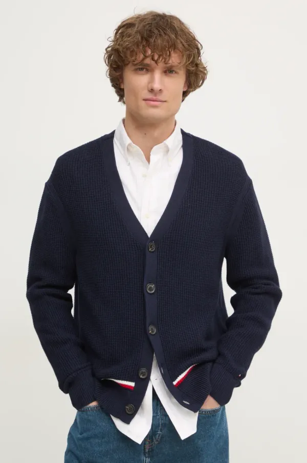 Tommy Hilfiger Bombažna jopica Tommy Hilfiger moška, mornarsko modra barva, MW0MW38087