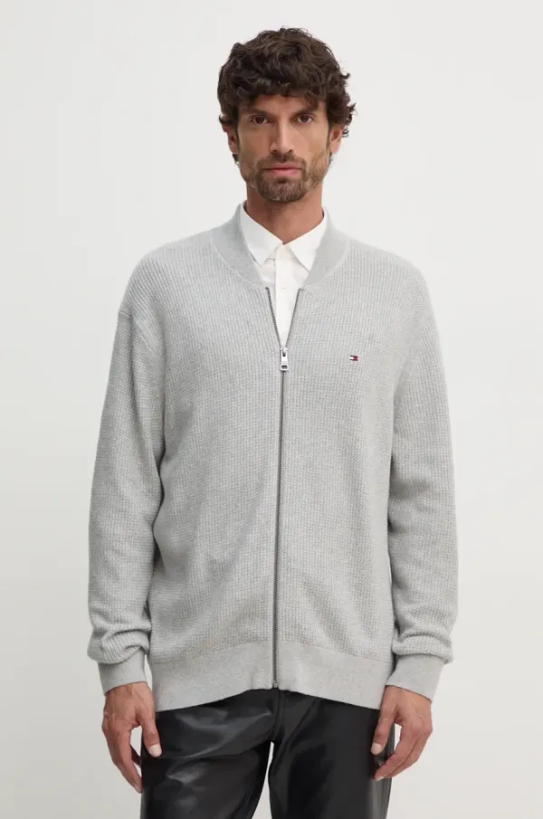 Tommy Hilfiger Bombažna jopica Tommy Hilfiger siva barva, MW0MW37329