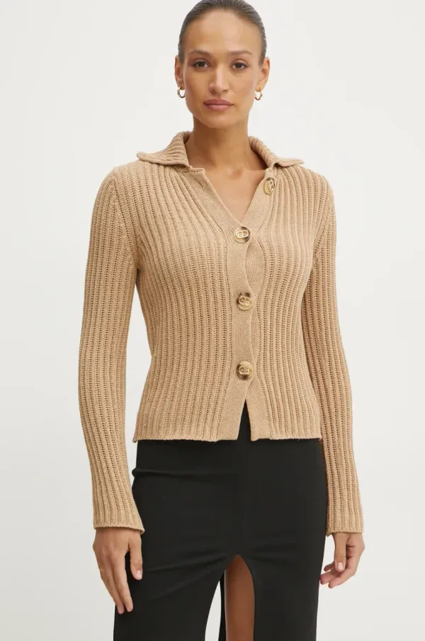 Twinset Bombažna jopica Twinset bež barva, 251TP3380