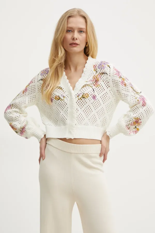 Twinset Bombažna jopica Twinset bež barva, 251TP3640