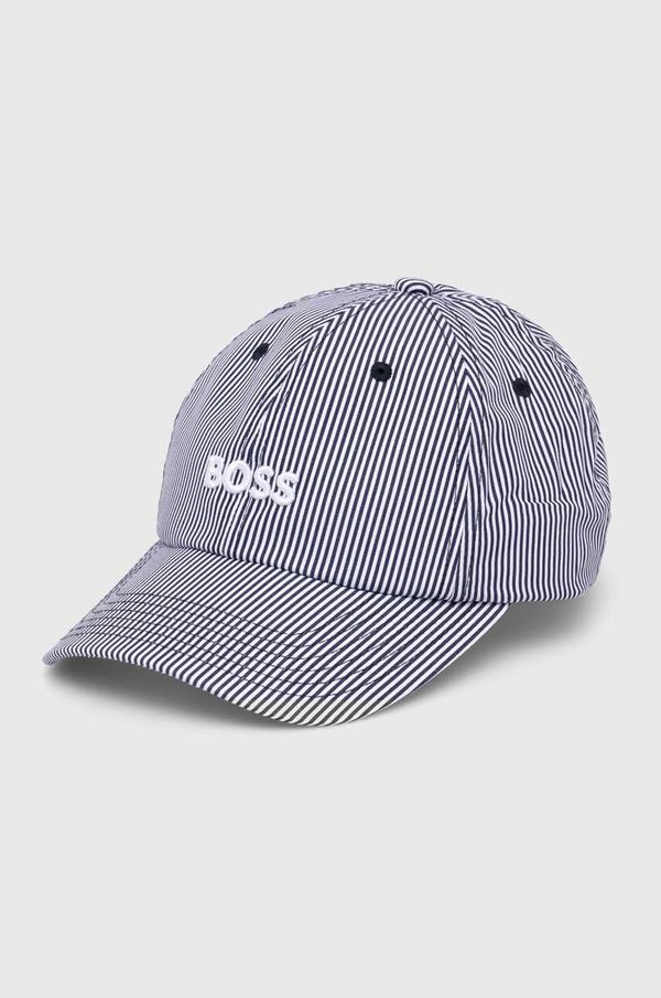 Boss Bombažna kapa BOSS mornarsko modra barva, 50513203