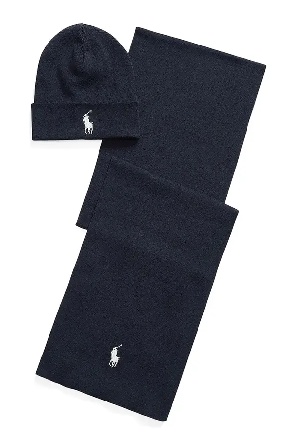 Polo Ralph Lauren Bombažna kapa in šal Polo Ralph Lauren
