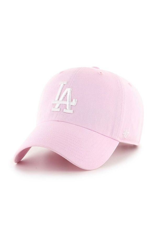 47brand Bombažna kapa s šiltom 47brand MLB Los Angeles Dodgers roza barva