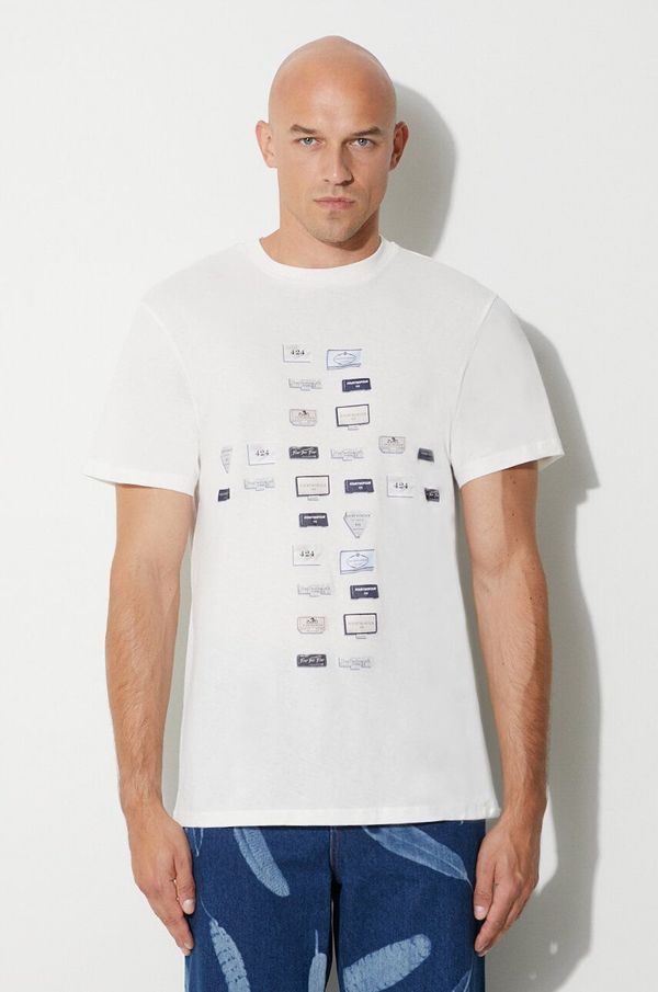 424 Bombažna kratka majica 424 bela barva