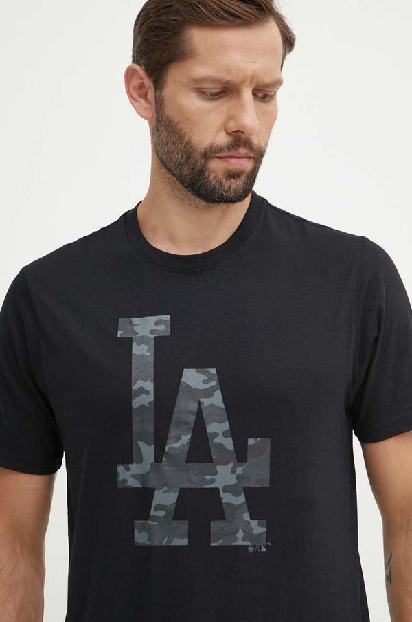47 brand Bombažna kratka majica 47 brand MLB Los Angeles Dodgers moška, črna barva, BB012TEMECH608510JK