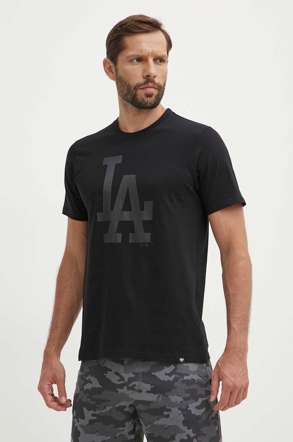 47 brand Bombažna kratka majica 47 brand MLB Los Angeles Dodgers moška, črna barva, BB012TEMIME601215JK