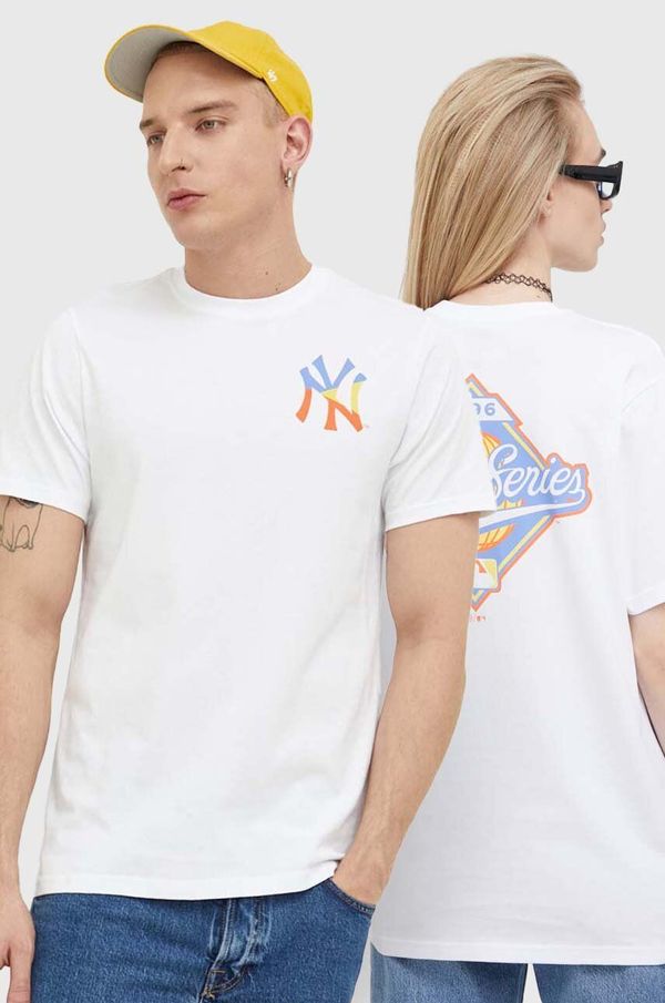 47 brand Bombažna kratka majica 47 brand MLB New York Yankees bela barva