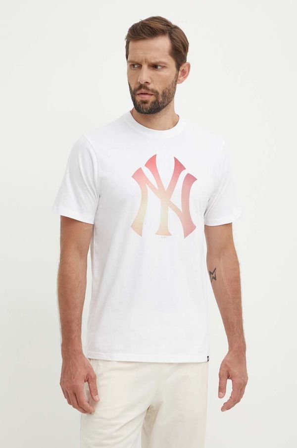 47 brand Bombažna kratka majica 47 brand MLB New York Yankees moška, bela barva, BB017TEMECH618798WW