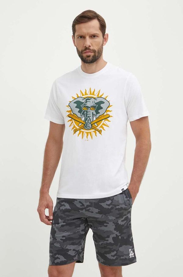 47 brand Bombažna kratka majica 47 brand MLB Oakland Athletics moška, bela barva, BC018TEMECH615133WW