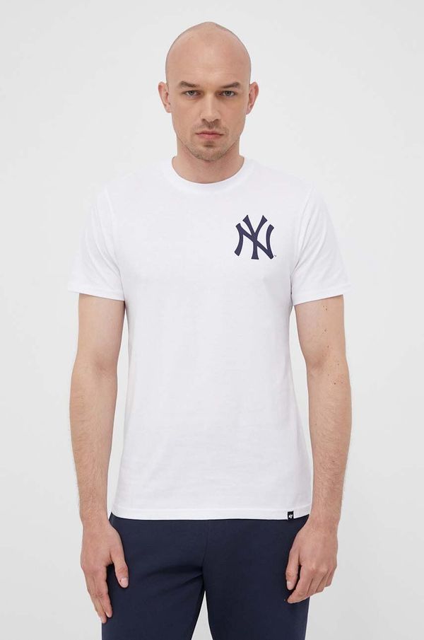 47brand Bombažna kratka majica 47brand MLB New York Yankees bela barva