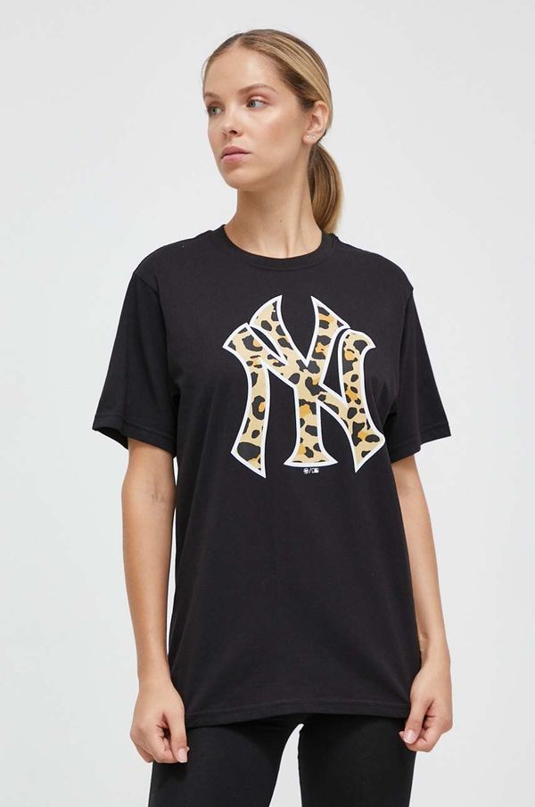 47brand Bombažna kratka majica 47brand MLB New York Yankees ženska, črna barva