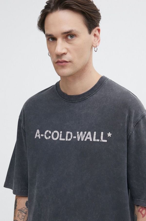 A-COLD-WALL* Bombažna kratka majica A-COLD-WALL* Overdye Logo T-Shirt moška, črna barva, ACWMTS186