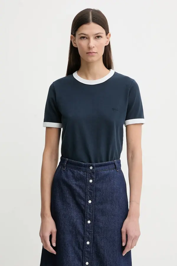 A.P.C. Bombažna kratka majica A.P.C. T-SHIRT CROP MANCHE COURTE CONTRASTÉ