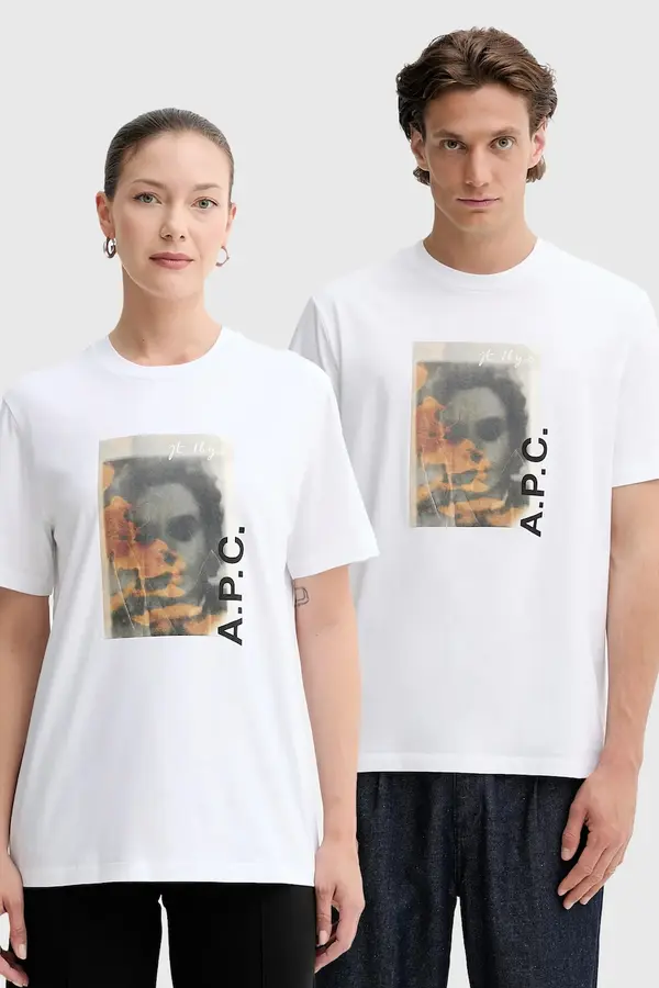 A.P.C. Bombažna kratka majica A.P.C. t-shirt jean portrait - gots