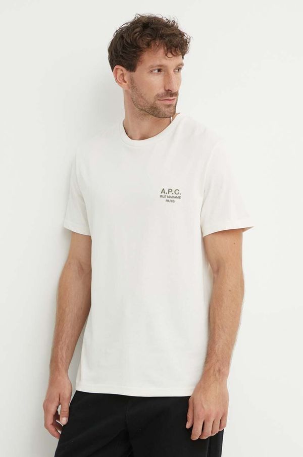 A.P.C. Bombažna kratka majica A.P.C. T-Shirt New Raymond moška, bež barva, COEZC.H26247.AAG