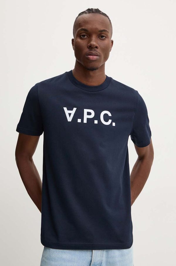 A.P.C. Bombažna kratka majica A.P.C. t-shirt standard grand vpc GOTS mornarsko modra barva, COHBM.M26384