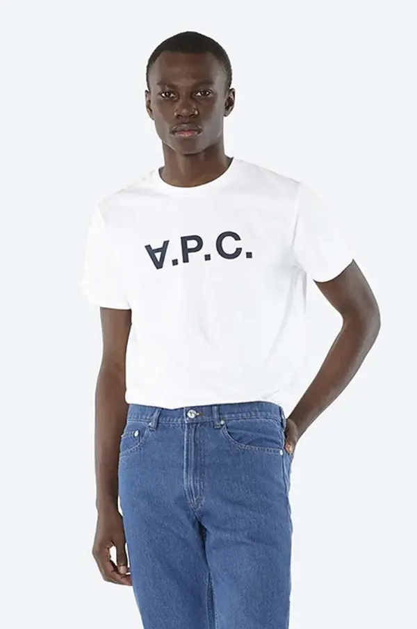 A.P.C. Bombažna kratka majica A.P.C. Vpc Blanc